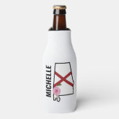 Aangepaste naam Alabama Vlag en State Flower Camel Flesjeskoeler (Fles Voorkant)