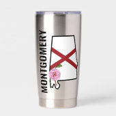 Aangepaste naam Alabama Vlag en State Flower Camel Geïsoleerde Drinkbeker (Voorkant)