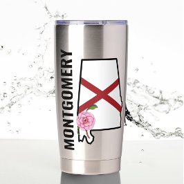 Aangepaste naam Alabama Vlag en State Flower Camel Geïsoleerde Drinkbeker