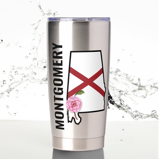 Aangepaste naam Alabama Vlag en State Flower Camel Geïsoleerde Drinkbeker