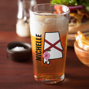 Aangepaste naam Alabama Vlag en State Flower Camel Glas