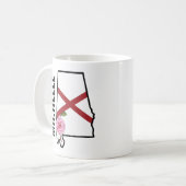 Aangepaste naam Alabama Vlag en State Flower Camel Koffiemok (Voorkant links)