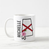 Aangepaste naam Alabama Vlag en State Flower Camel Koffiemok (Links)