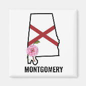 Aangepaste naam Alabama Vlag en State Flower Camel Magneet (Voorkant)