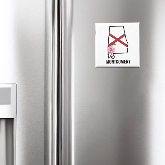 Aangepaste naam Alabama Vlag en State Flower Camel Magneet