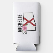 Aangepaste naam Alabama Vlag en State Flower Camel Seltzer Blikjeskoeler (Achterkant)