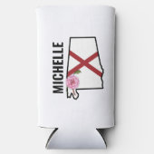 Aangepaste naam Alabama Vlag en State Flower Camel Seltzer Blikjeskoeler (Voorkant)