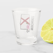 Aangepaste naam Alabama Vlag en State Flower Camel Shot Glas (Achterkant)