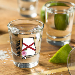 Aangepaste naam Alabama Vlag en State Flower Camel Shot Glas