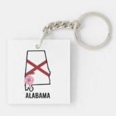 Aangepaste naam Alabama Vlag en State Flower Camel Sleutelhanger (Achterkant)