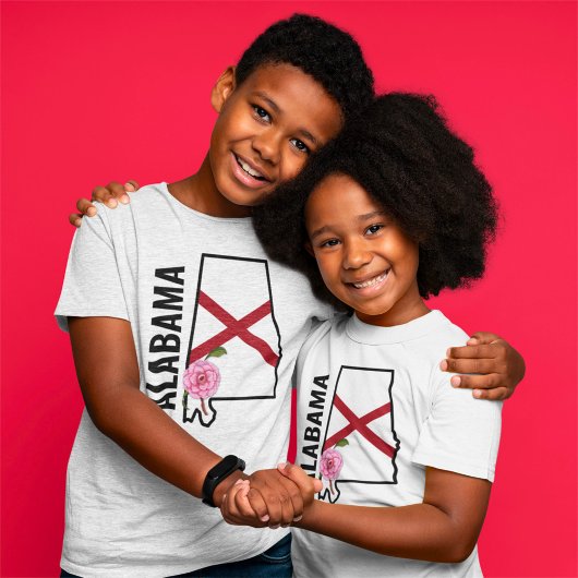 Aangepaste naam Alabama Vlag en State Flower Camel T-shirt