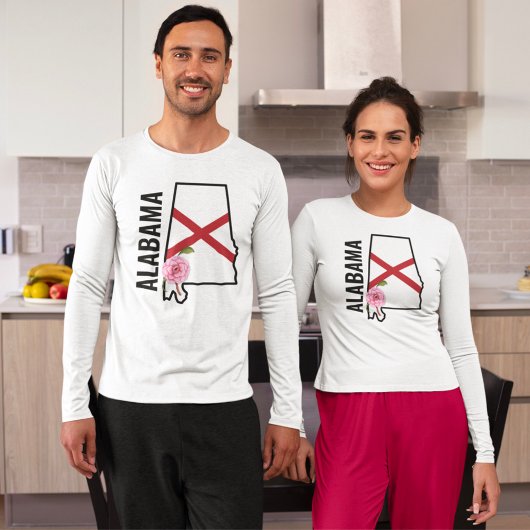 Aangepaste naam Alabama Vlag en State Flower Camel T-shirt