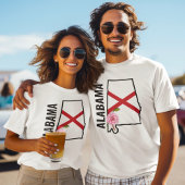 Aangepaste naam Alabama Vlag en State Flower Camel T-shirt