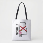 Aangepaste naam Alabama Vlag en State Flower Camel Tote Bag (Voorkant)