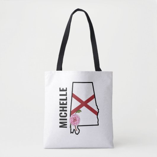 Aangepaste naam Alabama Vlag en State Flower Camel Tote Bag (Voorkant)