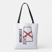Aangepaste naam Alabama Vlag en State Flower Camel Tote Bag (Achterkant)