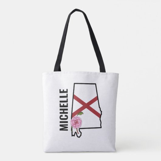 Aangepaste naam Alabama Vlag en State Flower Camel Tote Bag (Achterkant)