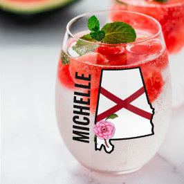 Aangepaste naam Alabama Vlag en State Flower Camel Wijnglas Zonder Voet