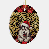 Aangepaste naam Alaskan Malamute hond Santa hat Bu Keramisch Ornament (Rechts)