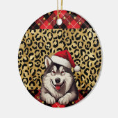 Aangepaste naam Alaskan Malamute hond Santa hat Bu Keramisch Ornament (Links)