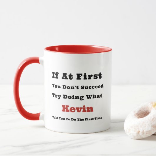 Aangepaste naam "Als het in eerste instantie niet Mok (Met donut)