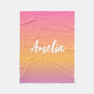 Aangepaste naam: Amelia Girls Kinder Ombre Sunset Fleece Deken