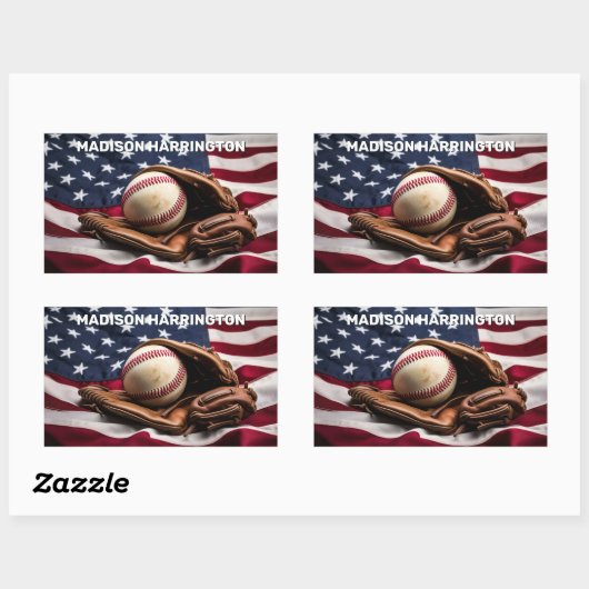 Aangepaste naam American Baseball Rechthoekige Sticker (Vel)