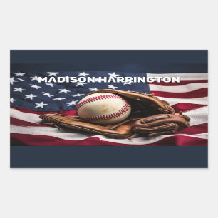 Aangepaste naam American Baseball Rechthoekige Sticker