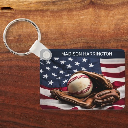 Aangepaste naam American Baseball Sleutelhanger (Achterkant)