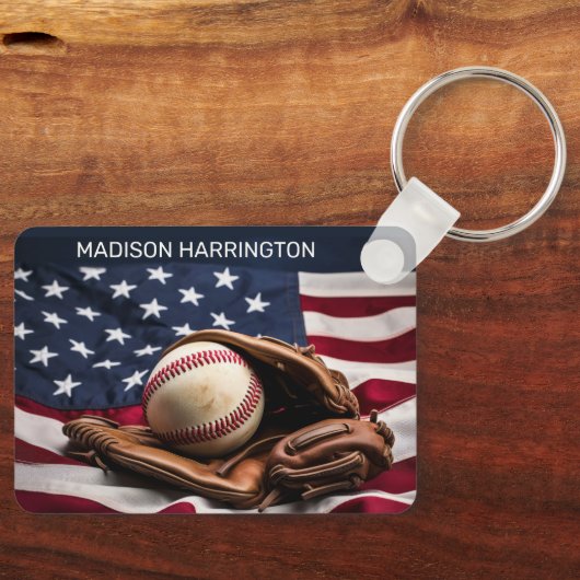 Aangepaste naam American Baseball Sleutelhanger (Voorkant)