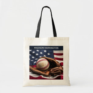 Aangepaste naam American Baseball Tote Bag