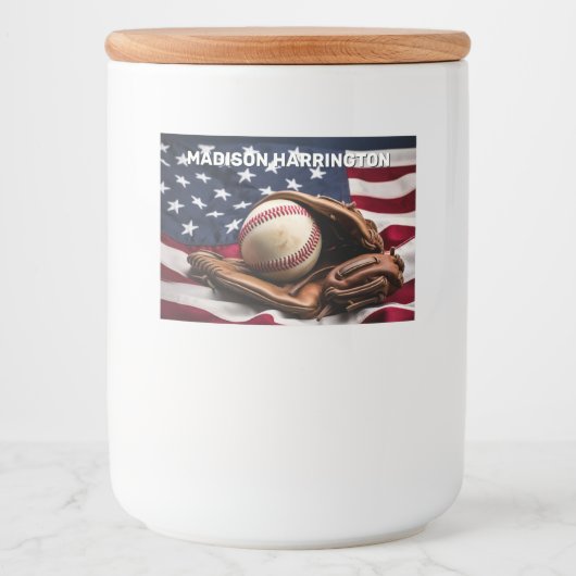 Aangepaste naam American Baseball Voedselcontainer Etiket (Voorkant)