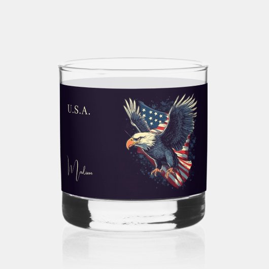 Aangepaste naam American Eagle Whisky Glas (Voorkant)