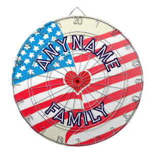 Aangepaste naam Amerikaanse Kleurrijke Vlag & Hart Dartbord