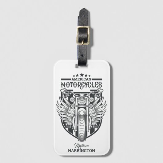 Aangepaste naam "Amerikaanse motorfietsen" Bagagelabel (Voorkant (verticaal))