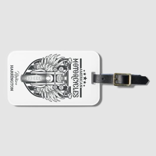 Aangepaste naam "Amerikaanse motorfietsen" Bagagelabel (Voorkant (horizontaal))