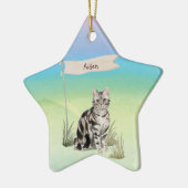 Aangepaste naam Amerikaanse Short Hair Pet Cat Keramisch Ornament (Links)