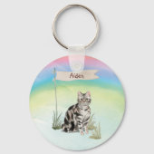 Aangepaste naam Amerikaanse Short Hair Pet Cat Sleutelhanger (Voorkant)