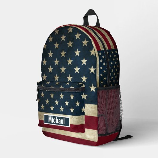 Aangepaste naam Amerikaanse vlag jongens rugzak (Achterkant Hoek Rechts)