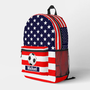 Aangepaste naam Amerikaanse vlag voetbal jongens r Bedrukte Rugzak
