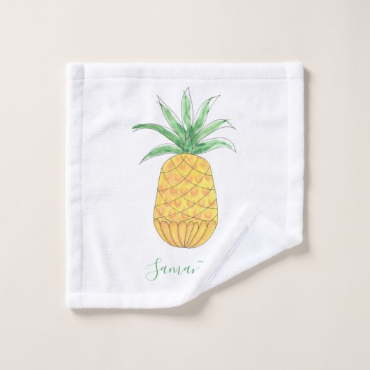 Aangepaste naam anananaplepatroon bad handdoek (Wasdoekje)