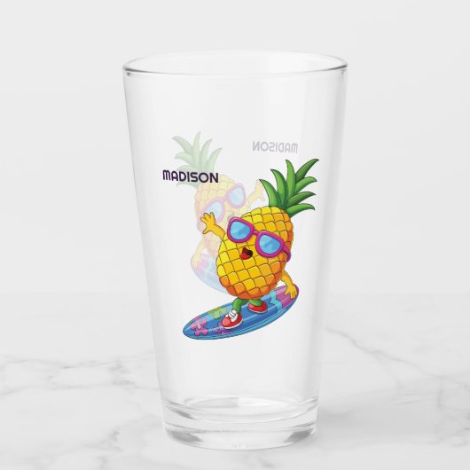 Aangepaste naam ananassolsurfer glas (Voorkant)