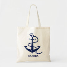 Aangepaste naam Anchor Nautical Canvas tas