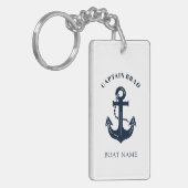 Aangepaste naam anker kapitein zeilboot sleutelhanger (Voorkant Links)