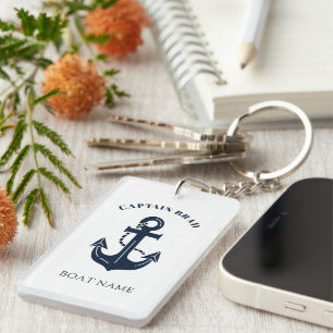 Aangepaste naam anker kapitein zeilboot sleutelhanger