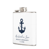 Aangepaste naam anker trouwfeest Nautisch cadeau Heupfles (Links)