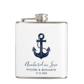 Aangepaste naam anker trouwfeest Nautisch cadeau Heupfles (Voorkant)