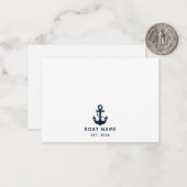 Aangepaste naam anker voor zeilboot notitiekaartje (Voorkant / Achterkant in situ)