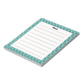 Aangepaste naam ankerontwerp met turkoois rand notitieblok (Linkerzijde)