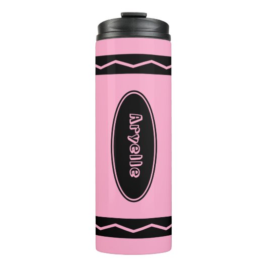 Aangepaste naam Annenroze Crayon Drink Tumbler Thermosbeker (Voorkant)